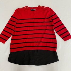 Karl Lagerfeld Women’s Tunic Top Sweater XS Layered Stripes Designer Luxury